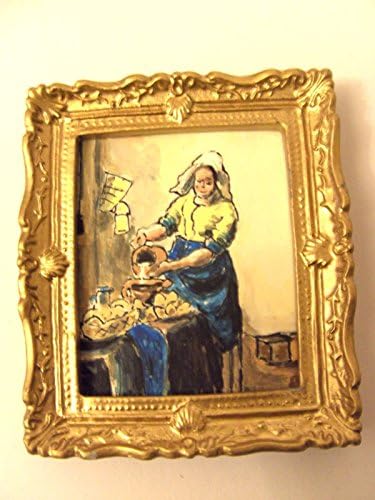 1/12th Scale Dollshouse Miniature Oil Painting - The Milkmaid - Jan Vermeer