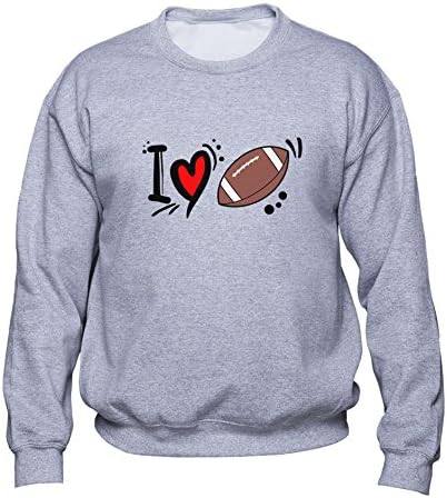 EUGINE DREAM Rugby Fan Sweatshirt I Love Rugby Pullover Gift for Rugby Fan Sweater Rugby Crew Neck Mens Womens Unisex Sweatshirt Grey M