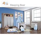 Babyzimmer Felix in akaziengrau 10 tlg. mit 3 türigem Kl. + Set Sleeping Bear blau