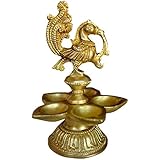 Crafthut Statues Bird Design Brass Diya Deepak Oil Lamp in Glossy Black Antique Finished Puja Item Home Decor Fengshui Gift-(H-5.5&quot;)