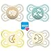 Produktbild MAM Perfect Day & Perfect Night Schnuller 0-6 Soft Colours // 4er Set // inkl. 4 Sterilisiertrasportboxen