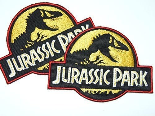 Onekool Jurassic Park Logo Iron Sew On Patch Badge Transfer Fancy Dress Costume - 2 Badges by Onekool