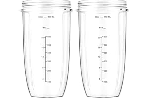 AUMUA 2er-Pack 950ml Becher Kompatibel mit NutriBullet Elektrischer Mixer 600 W und Pro 900 Watt, Groß Cups Zubehör Ersatzteile