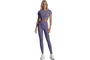 dohomiryo Donna Set di Abbigliamento Yoga Top Sportivo+Leggings 2 Pezzi Tuta Sportiva Palestra Fitness Activewear