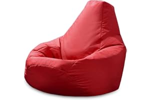 Beautiful Beanbags Adult Highback Beanbag Large Bean Bag Chair for Indoor and Outdoor Use - Water Resistant- Perfect Lounge or Gaming Chair - Home or Garden Bean Bag - Manufactured in UK (Red)