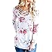 Produktbild UFACE Damen Frauen Rundhals Print Langarmshirts Mode Oansatz Print Langarm Lose Tops T-Shirt Blous(Weiß,EU/50CN/2XL)