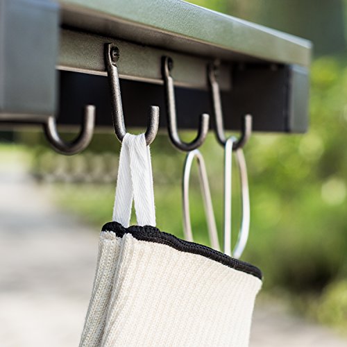 Premium Grillhandschuhe 2er Set weiß beige. Bis zu 500 °C Hitzeschutz. Ofenhandschuhe aus hitzebeständiger Nomex-Faser. Mit rutschfesten Silikonstreifen. - 5