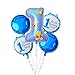 Produktbild Susens 5 Pcs Set Dekoration Aufblasbar Helium Folienballons Happy Birthday Baby Girl Mädchen 1. Geburtstag Party Luftballons Set Supplies (Blau)