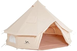 FREIZELT TOMOUNT 3m Bell Tent 4-5 Person Large Room Family Polycotton Yurt Tent with Zipper in Groundsheet and with Stove Hole for Carnival, Party, Music Festival, Picnic