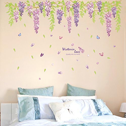 GOUZI Purple Cane sofa, tv background wall ceiling ceiling waist line on the roof, romantic Purple Cane pineapple, King Removable wall sticker For Bedroom Living Room Background Wall Bathroom Study Barber Shop