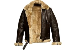 DRAGON LEATHERS Genuine Shearling RAF Aviator Brown B3 Jacket - Premium Sheepskin Leather Bomber Jacket