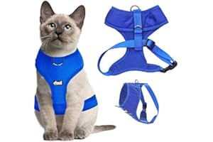Dexil Luxury Cat Harness Padded and Water Resistant (Blue L-XL)