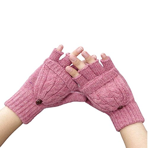 Internet Women Warmer Winter Fingerless Gloves (Pink)