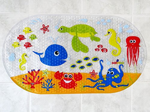 Salinka Rutschfeste Badematte Ozean – FREI von Phatalaten und Blei – Rutschfeste Matte für Badewanne und Dusche – aus strapazierfähigem mehltau- und schimmelresistentem PVC – viele starke Saugnäpfe – praktische Tasche für einfachen Transport – kostenloses E-Book - 8