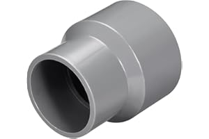 TOP-VIGOR Lot De 1 Raccords Réducteurs PVC DWV 50mm x 63mm Adaptateur De Tuyau Pour Réduction De Diamètre, Connexion Étanche Pour Systèmes D'Eau Potable Et Construction, Gris
