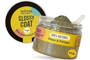 WOLF BELLY NATURAL PET GOODNESS Wolf Belly – Complément Peau Chien 100 % Naturel (60 g) avec Levure de Bière, Spiruline et Algues | Moins de Démangeaisons et Chute de Poils | Poil Brillant et Fort | Poudre – Fabriqué en Europe