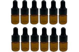 BAMBOOPACK 24 Piezas 2 ml Mini Botellas de Vidrio ámbar con pipetas de Vidrio Botellas cuentagotas Recargables Botellas de Aceite Esencial Envases cosméticos Perfumes Botellas cuentagotas