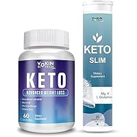 Vokin Biotech Keto 60 Capsules for weight loss (Blue) & Free Exclusive Keto Slim Water Soluble 20 Tablets