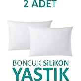 SUVAY Boncuk Silikon Yastık 2'li 50x70 cm 900 Gram Silikonlu Elyaf Dolgulu Beyaz Antibakteriyel Yastık