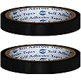VCR Black Color Tape - 50 Meters in Length - 12mm / 0.5" Width - 02 Rolls Per Pack - BOPP Self Adhesive Tape for Arts and Craft use, Box Packing, Office and Home use