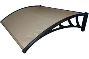 LoviStore Pensilina da Esterno Modulabile Tettoia per Copertura in Policarbonato Alveolare Varie Misure Rigato Marrone Fumé 5mm Supporto in Acciaio per Porte e Finestre Facile Montaggio (150x100)