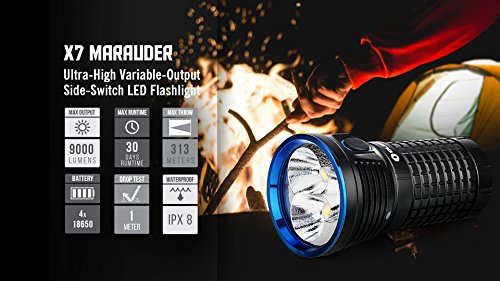 Olight® X7 Marauder 9000 Lumen Taschenlampe mit 3 x Cree XHP70 CW LED – Super hell, Kompakt und Tragbar - 4
