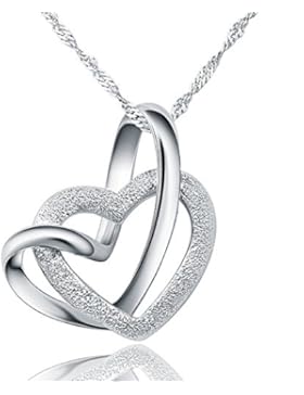 Halskette Herz Damen Anhänger 925 Sterling Silber Liebe Schmuck 45CM Kettenlänge Geschenk by bravetzx