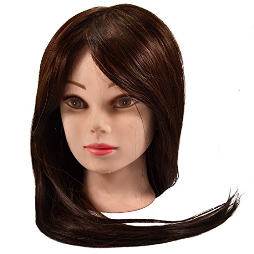 Neverland Professional 22" 30% Real Human Hair Hairdressing Equipment Styling Head Doll Mannequin Training Head Tools Braiding Cutting Student Practice Model with Clamp