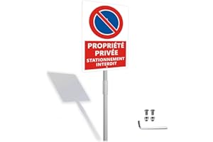 YUNTARDA Panneau Propriété Privée Stationnement Interdit avec Piquet,Interdire une entrée dans une propriété privée Panneau de sécurité 20x30cm mm -Aluminium de 1 mm
