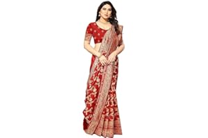 Accessorize Kingdom Women's Kanjivaram Banarasi Jacquard Silk Saree With Blouse Piece Perfect for Weddings.
