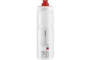 Elite Jet 750ml Transparente Logo Rojo – Botella biodegradable ciclismo – Ligera compacta – Alto flujo sin BPA