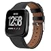 Produktbild für Fitbit Versa/Versa Lite Uhr Intelligent Uhr Smart Watch Ersatz Sport Leder Uhrenarmband Armband Handschlaufe Strap für Herren Damen (Schwarz)