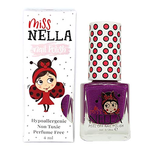 Miss Nella JAZZBERRY JAM- Spezieller Nagellack mit Glitzer für Kinder, Peel-Off-Formel, wasserbasiert und geruchsneutral