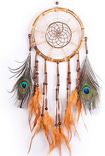 Large Handmade Dream Catcher with Peacock Feathers Wall Hanging bamboo Ornament