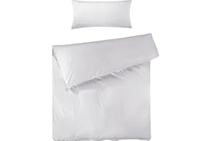 Pure Label Mako Satin Bettwäsche weiß 135 x 200 cm mit Kissenbezug 40 x 80 cm aus 100% Baumwolle - Traumhaft weiches Mako Satin Bettwäsche Set in Uni