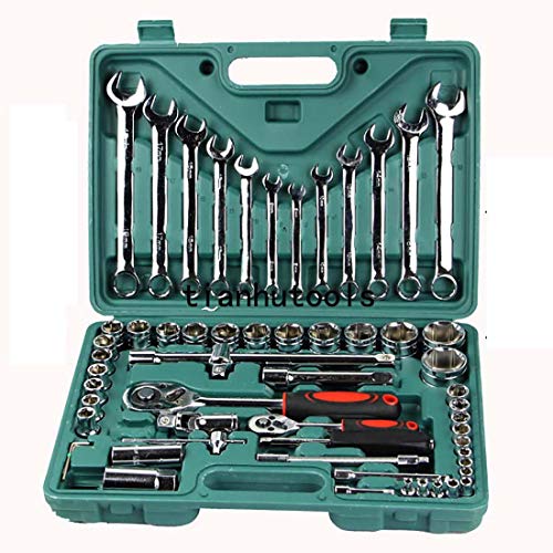 Preisvergleich Produktbild 61-tlg. Hülse Werkzeugkombination Autoreparatur Autowerkzeug Reparatur integrierte Satz Steckschlüssel-Werkzeugsatz (Color : Green)