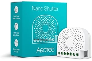Aeotec ZW141-C Nano Shutter, Z-Wave Plus S2 Motor Driver On/Off/Stop Controller do rolet, bram, bram, niewidoczny, 240 V, biały, S