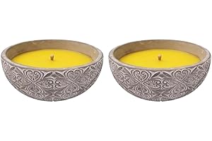 PLUS HOME Vela citronela larga duración,cuenco cemento vela citronela,citronela frescor para la casa,habitación,etc. (Grande)