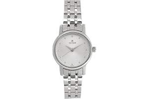 Titan Quartz Analog Silver Dial Silver Stainless Steel Strap Watch for Women - NT2593SM01