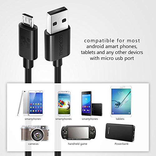 C  ble Micro USB 2 0  5-pack 1m 3ft  Coolreall   C  ble Chargeur pour Samsung Galaxy  HTC  Sony  Nexus  Asus  Blackberry  Nokia  LG  Motorola  Huawei  Kindle  Xiaomi  Smartphone  Appareils Android et Plus Encore  Noir 