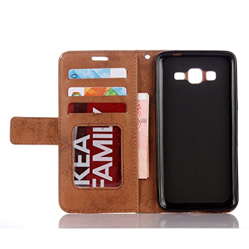 Für Samsung Galaxy Grand Prime Hülle Braun,Cozy Hut Datura Blumen Flip Case Wallet Cover mit Strap Tasche PU Leder Handytasche Lanyard Handyhülle Schutz Hüllen im Bookstyle Ledertasche mit Stand Funktion Kartenfächer Magnetverschluss Magnet Etui Schale Schutzhüllen für Samsung Galaxy Grand Prime SM-G530 G531F 5,0 Zoll – braun - 6