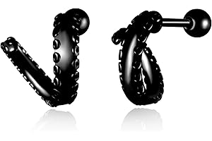feilok Octopus tentacles Hoop Earrings for Women Men Stainless Steel Piercing Huggie Studs Ear Jewelry Hoops Cartilage Helix