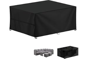 LAMUNI Housse Table Jardin, 420D Oxford Bâche Table de Jardin, Imperméable Bache de Protection Exterieur Salon de Jardin, Housse pour Mobilier de Jardin, Ensembles de Table et de Canapé, 250x150x90cm