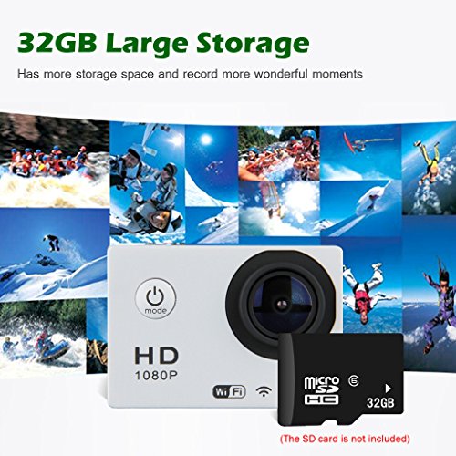 DV Videogerät Sportkamera mit Zubehör HD 1080p Wifi Helmkamera Wasserdicht für Motorrad Skifahren 12.0MP mit 1,5 „Zoll LCD-Display Nachtsichtfunktion Weitwinkel 170° Anti-Schütteln Silber - 4