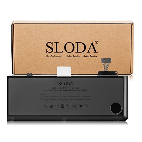SLODA Laptop Ersatz Akku Batterie für Apple Macbook Pro 13″ A1322 A1278 (Mitte 2009 Mitte 2010 Anfang 2011 Ende 2011 Mitte 2012 Version) 13 Zoll Macbook Pro 5,5, Macbook Pro 7,1, Macbook Pro 8,1, Macbook Pro 9,2 [Li-Polymer 10,95V 5500mAh] - 5