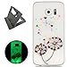 Produktbild Samsung Galaxy S6 Edge hülle,[Mit freiem schwarzem Kickstand] Keyye [Kreative Luminous Durable] Silikon hülle,Aquarell Drucken Muster [Anti Staub]SchlankWeich gel TPU Schrubben Transparent Schutzhaut fluoreszierend Grüner Effekt Nacht Glühen in der Dunkel Portable Cover für Samsung Galaxy S6 Edge-Bunter Löwenzahn