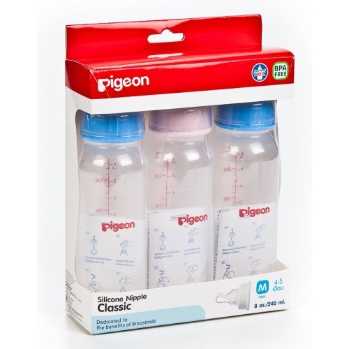 Feeding Bottle Pigeon RPP 8Oz. + Nipple Size M Pack 3