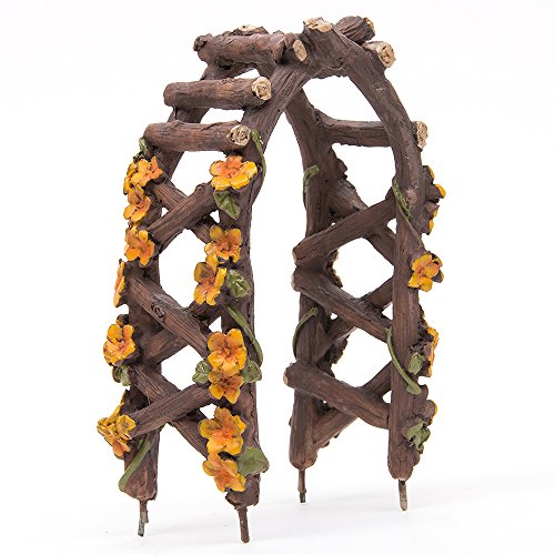 Fortag Miniatur Woodland Outdoor Fairy Garten Kollektion Möbel mit 2x Hocker / Stuhl / Tisch / hölzerne Tür Arch / Straßenschilder / Straßenlaternen / Brücke Set von 8 Stück Hand-painted Kit - 4