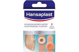‎HANSAPLAST Hansaplast Hühneraugen Pflaster (1 x 8 Stück), Pflaster mit Salicylsäure zur Entfernung von Hühneraugen, schmerzlindernde Fußpflaster mit sicherem Halt