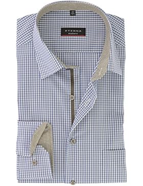 ETERNA Herrenhemd Modern Fit, blau, Vichy Popeline